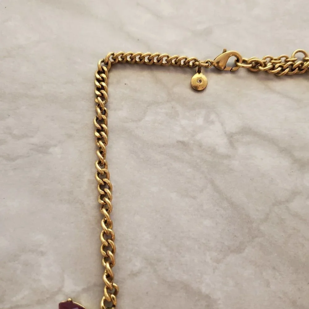 💖 J.Crew Dark Maroon Red Rhinestone Crystal Pave Fan Cluster Statement Necklace - Picture 2 of 13